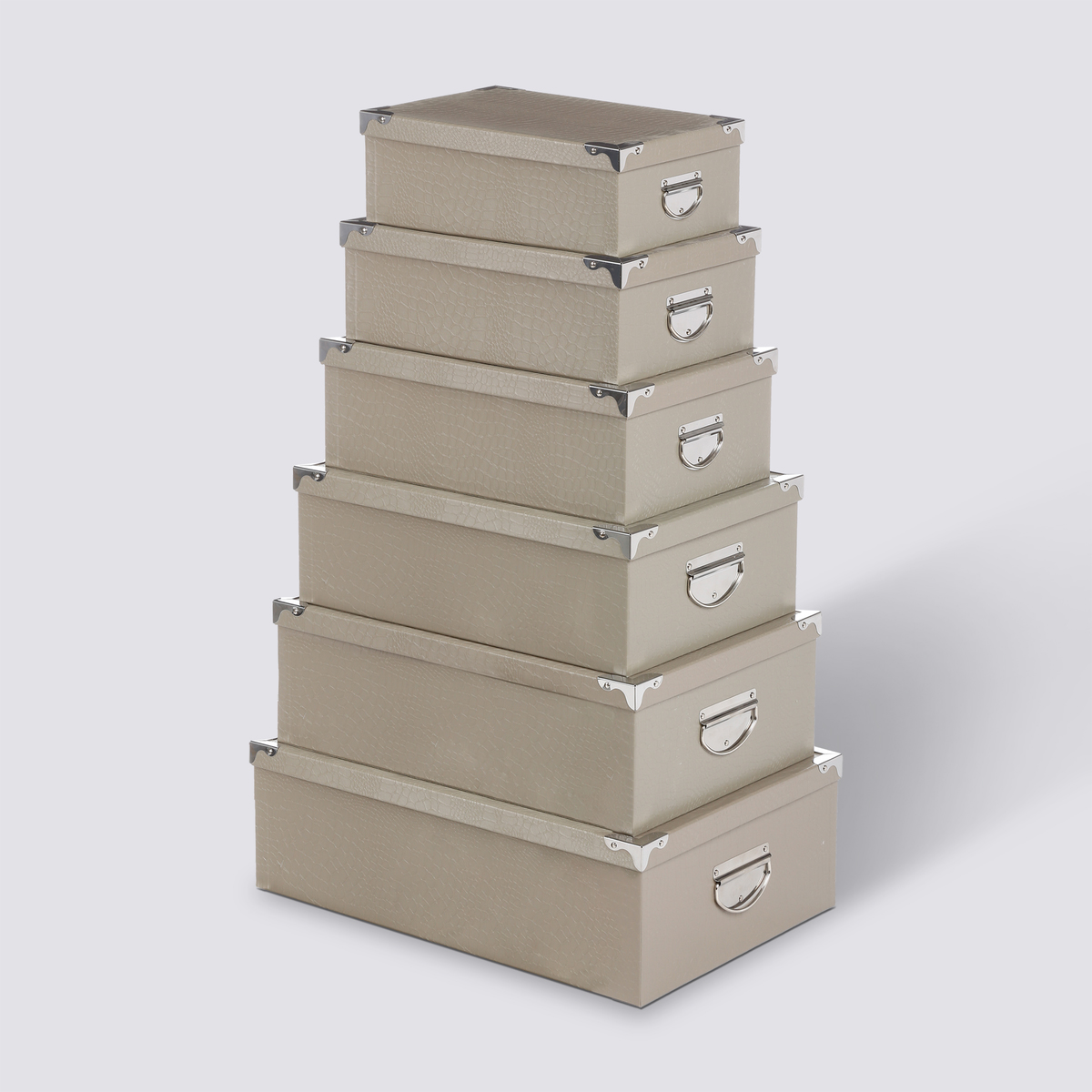 6 boîtes de rangement coin métal, taupe Box'