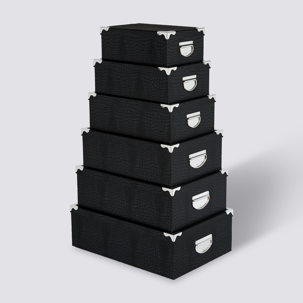 6 boîtes de rangement coin métal, noir Box'