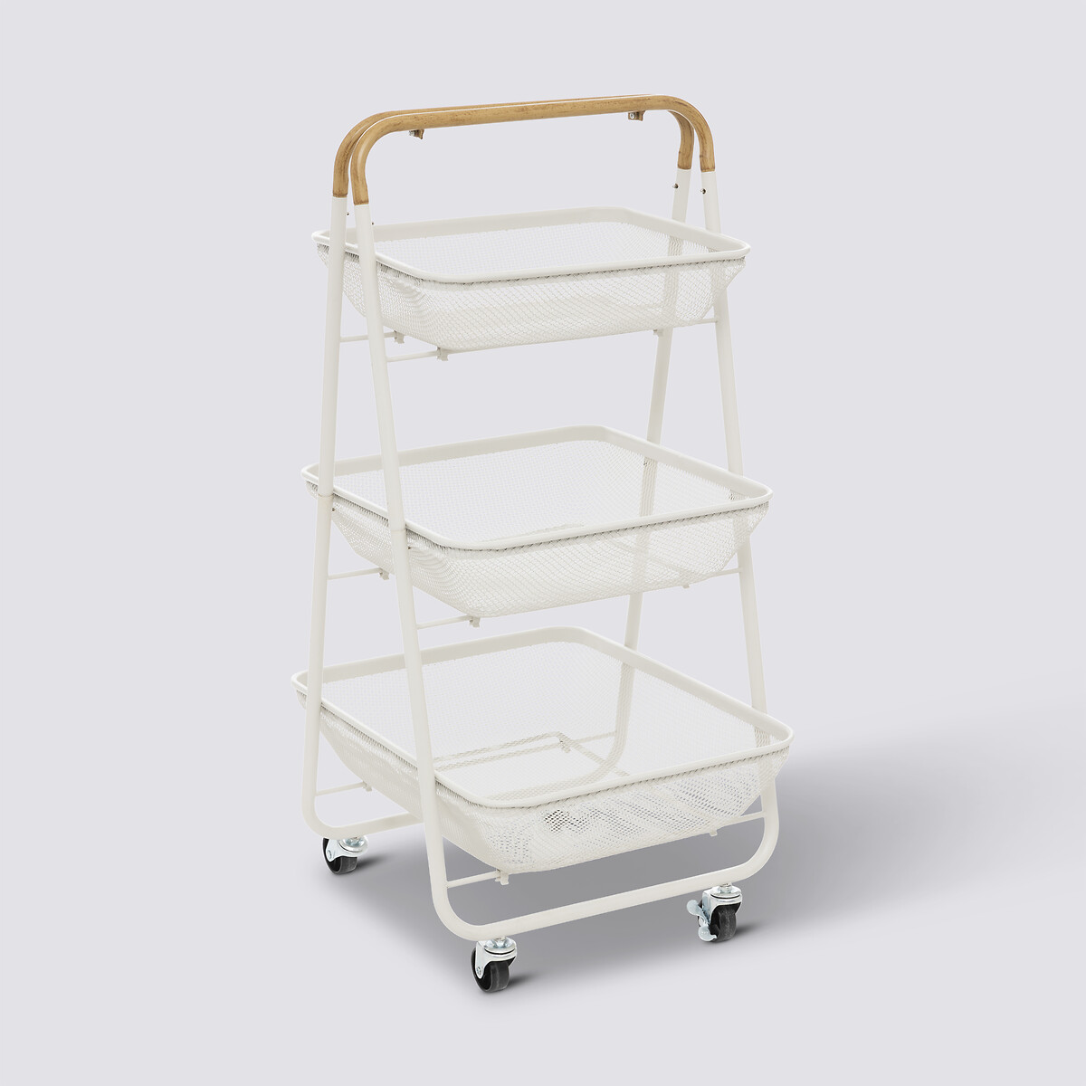 Desserte à roulettes 3 niveaux, beige Mayaj