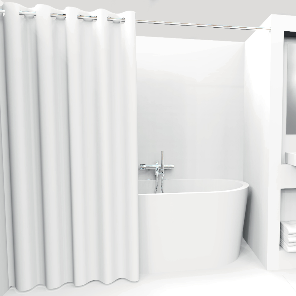 Rideau de douche 180x200cm, gris Colorama entrée de gamme