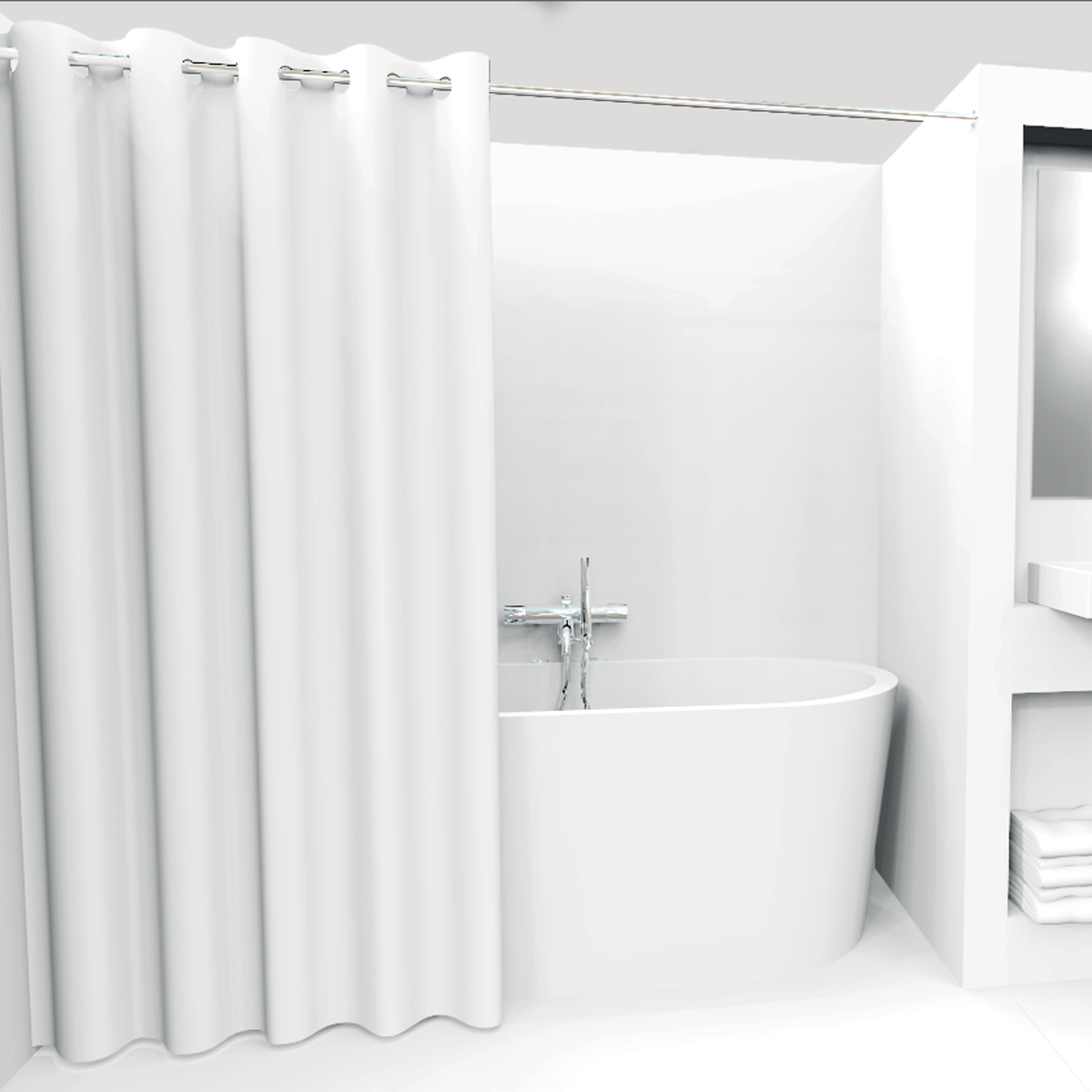 Rideau de douche 180x200cm, blanc Colorama entrée de gamme