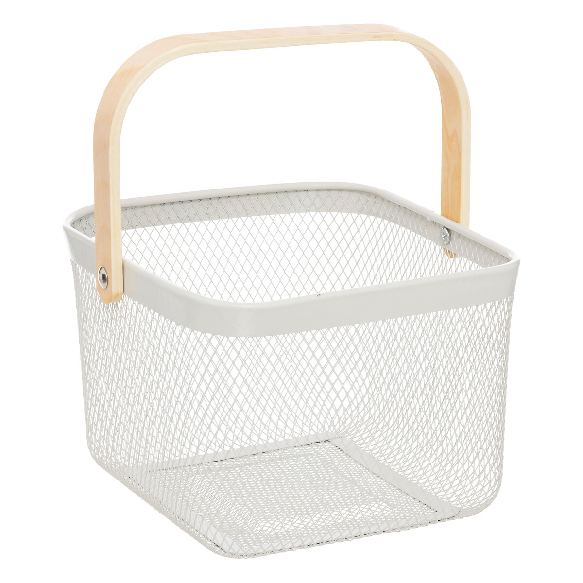 Corbeille carrée, métal, beige et blanc Mayaj