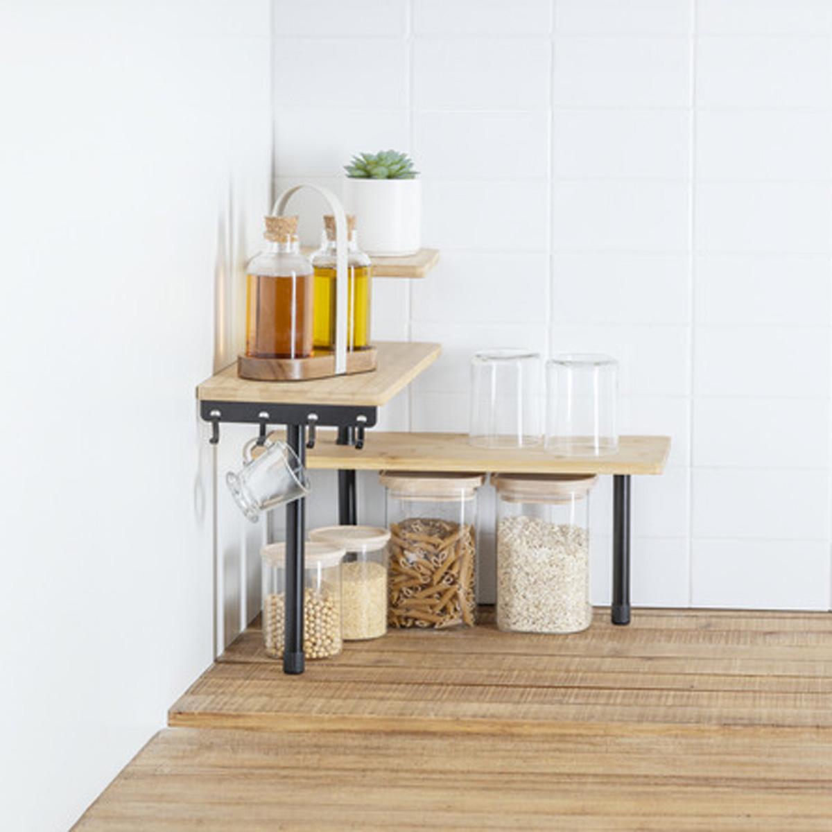 Etagère d'angle 3 niveaux, beige 