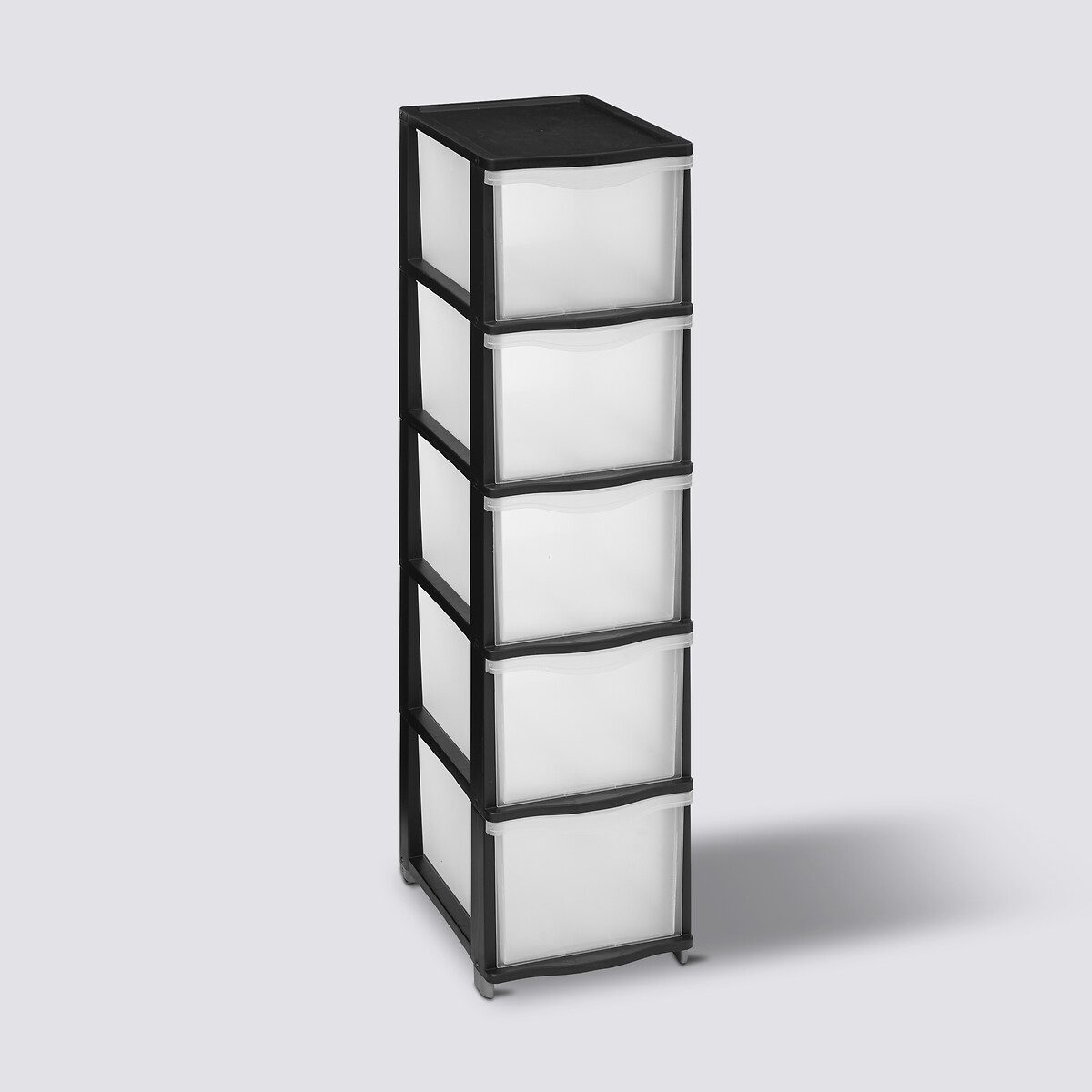 Tour de rangement 5 tiroirs avec roues, noir Towy