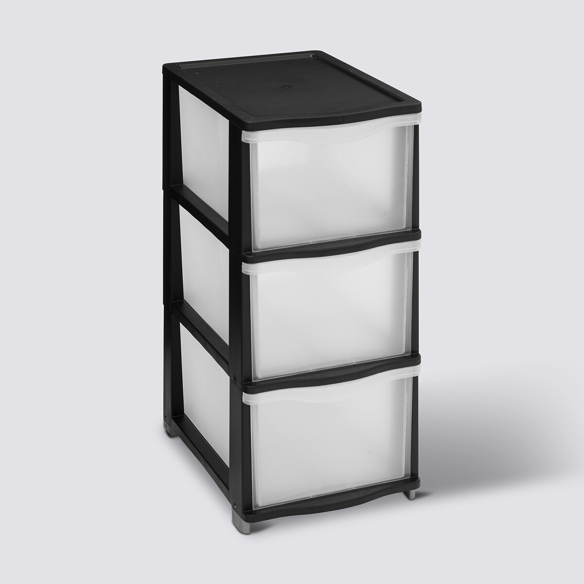 Tour de rangement 3 tiroirs avec roues, noir Towy