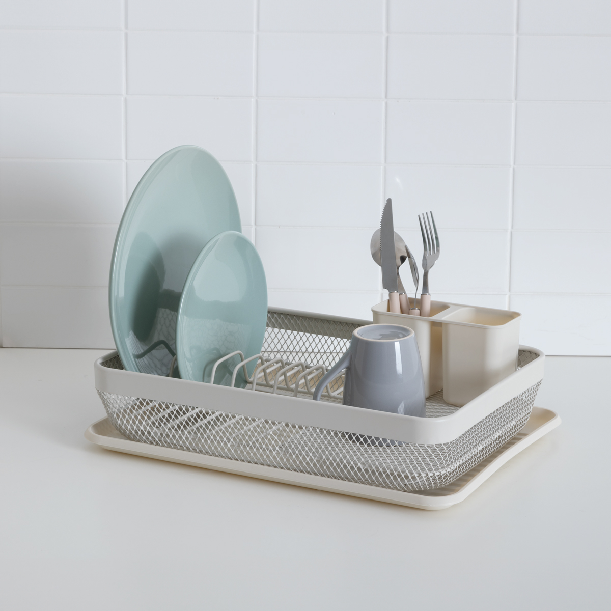 Égouttoir en plastique, beige Mayaj