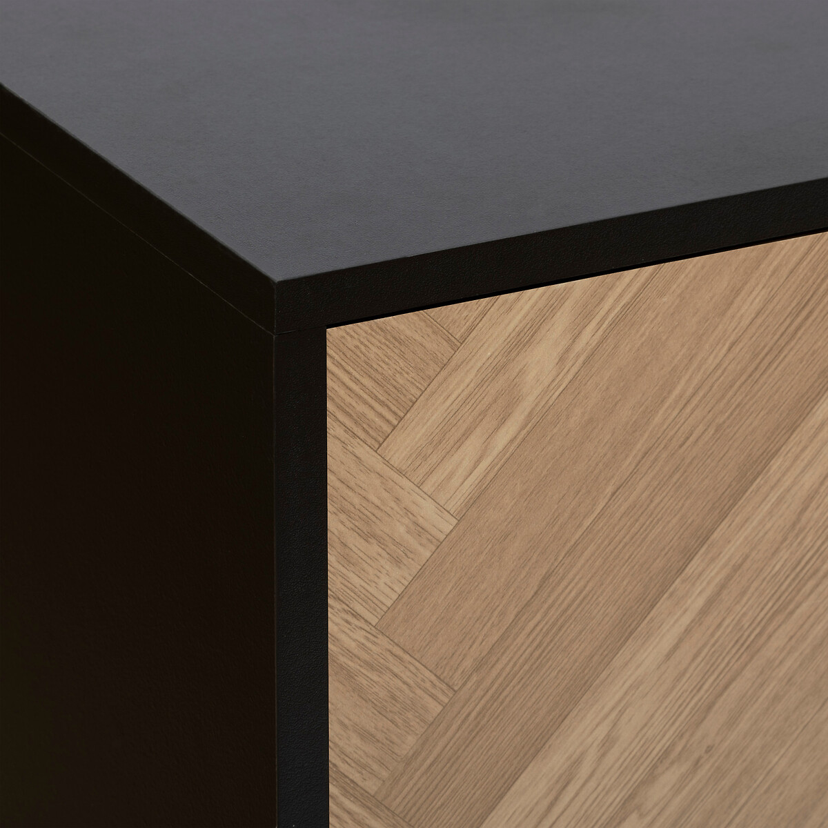 Buffet 2 portes 3 tiroirs, effet pin naturel Chevrons