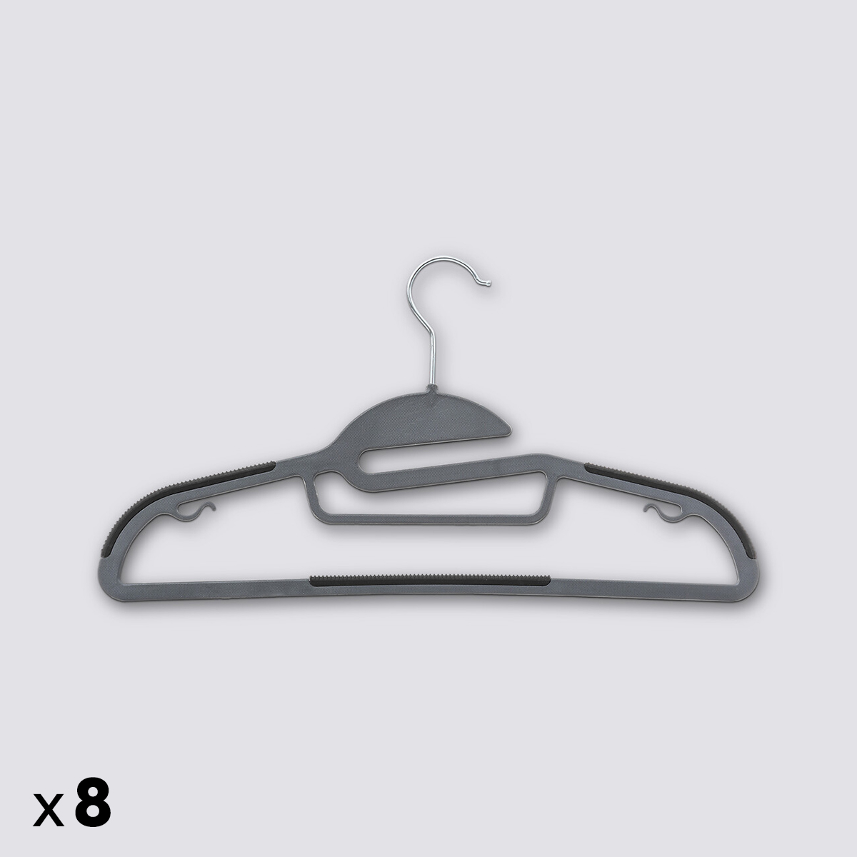 Lot de 8 cintres antidérapants avec encoches, gris Hang'up