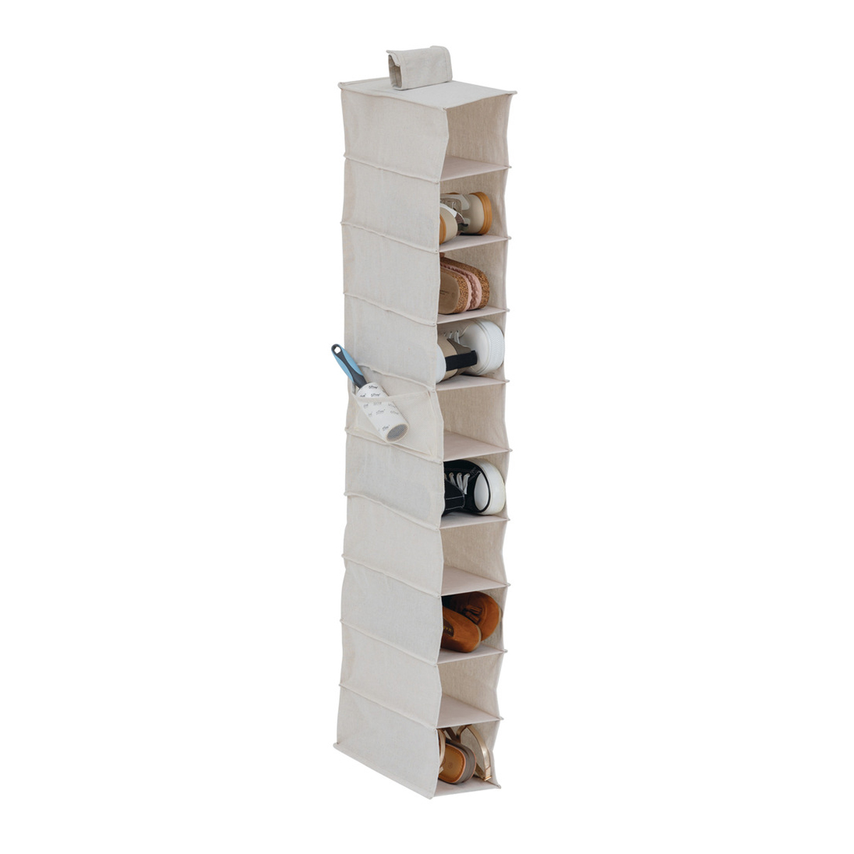 Rangement chaussures 10 cases avec panier, beige Dressy +