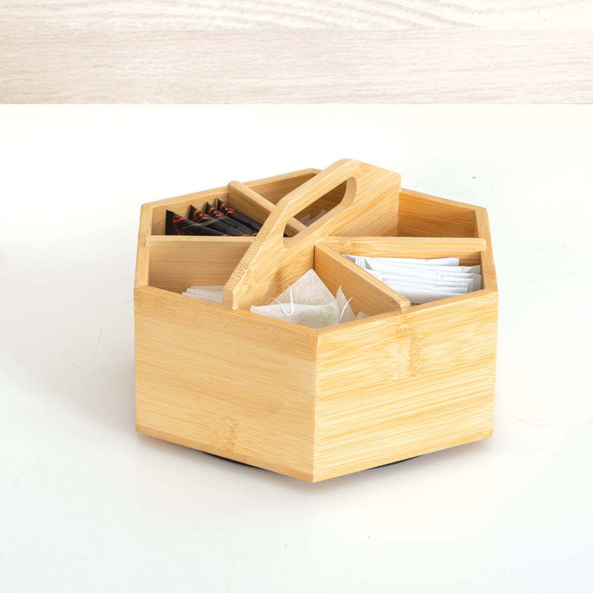 Organisateur à thé rotatif, bambou