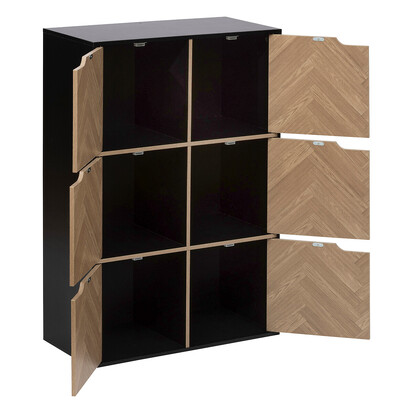 Etagère 6 cases, effet bois et noir Mix'n door