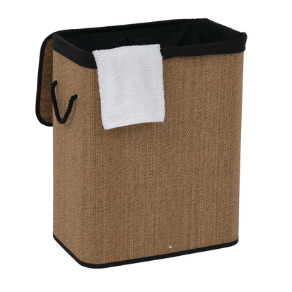 Panier à linge 100l, bambou et noir 