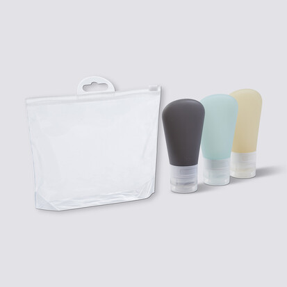 3 tubes en silicone avec trousse de rangement 