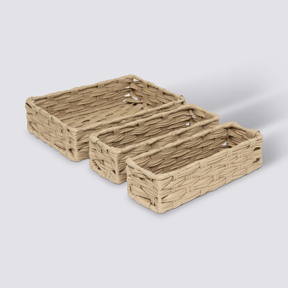 3 paniers tressées, beige Tresse