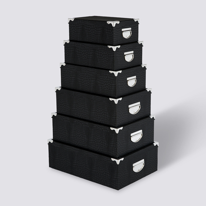 6 boîtes de rangement coin métal, noir Box'
