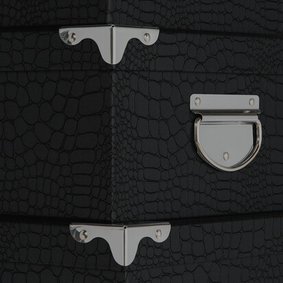 6 boîtes de rangement coin métal, noir Box'