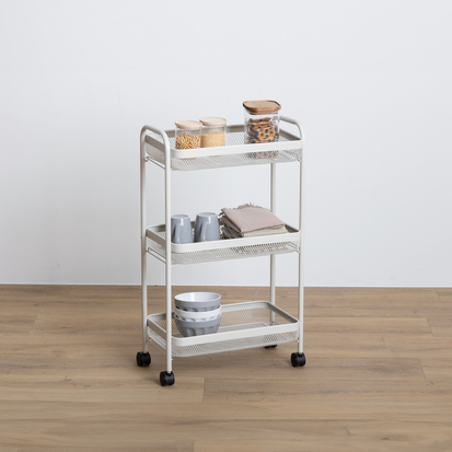 Desserte à roulette 3 niveaux, beige Mayaj