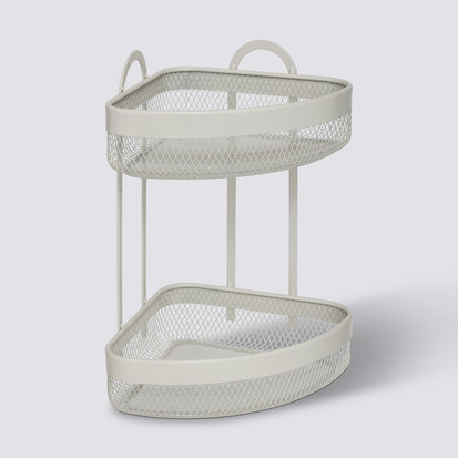 Etagère d'angle 2 niveaux, beige Mayaj