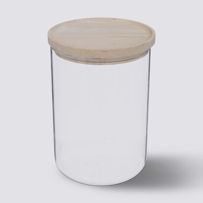 Bocal verre avec couvercle hermétique hévéa, 1,6l Hermet