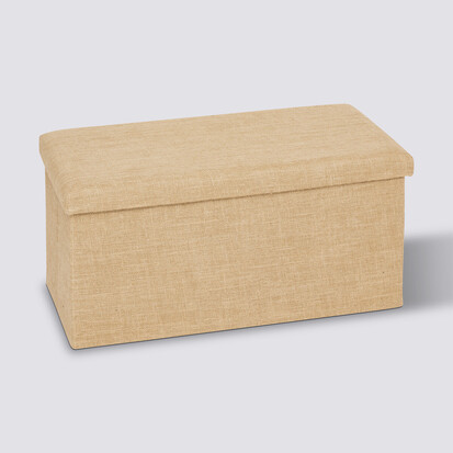 Pouf de rangement 2 places 76x38 cm, toile de jute 