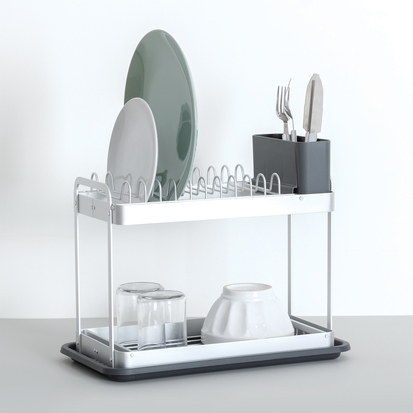 Égouttoir 2 niveaux, gris 