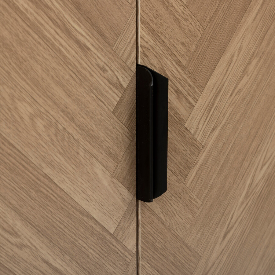 Cabinet 2 portes, effet pin naturel et noir Chevrons