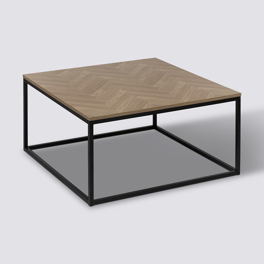 Table basse, effet bois et noir Chevrons