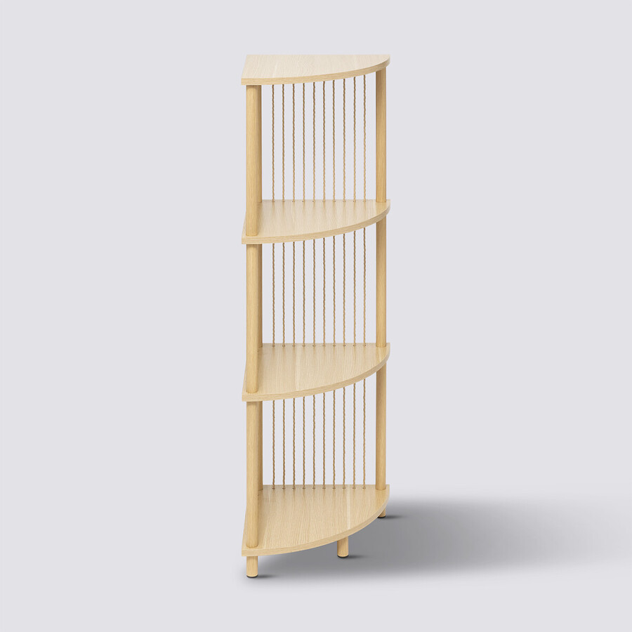 Etagère d'angle 4 niveaux, effet bois clair Kord