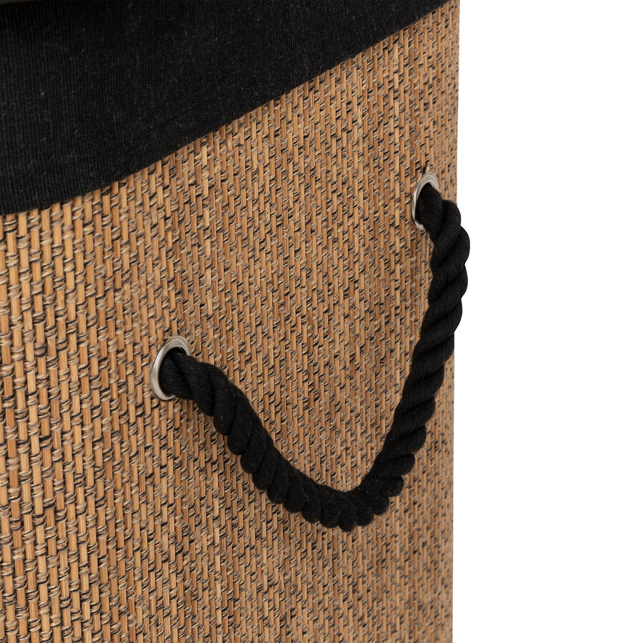 Panier à linge 60l, bambou et noir 