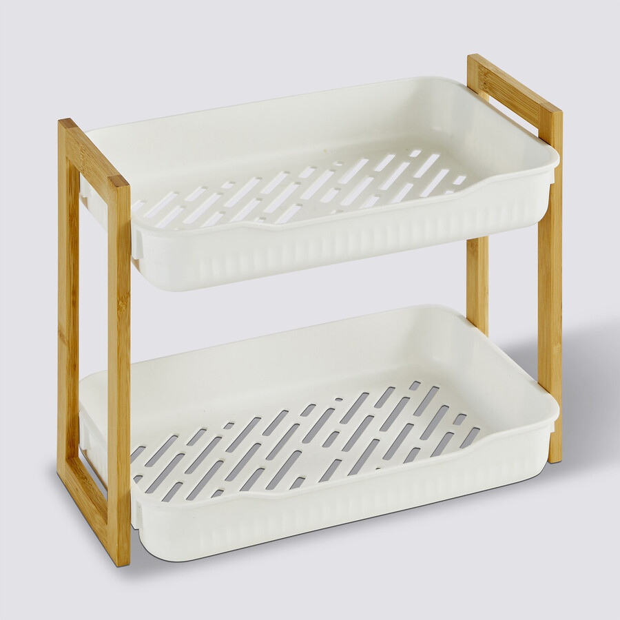 Étagère 2 niveaux, bambou Naturéo