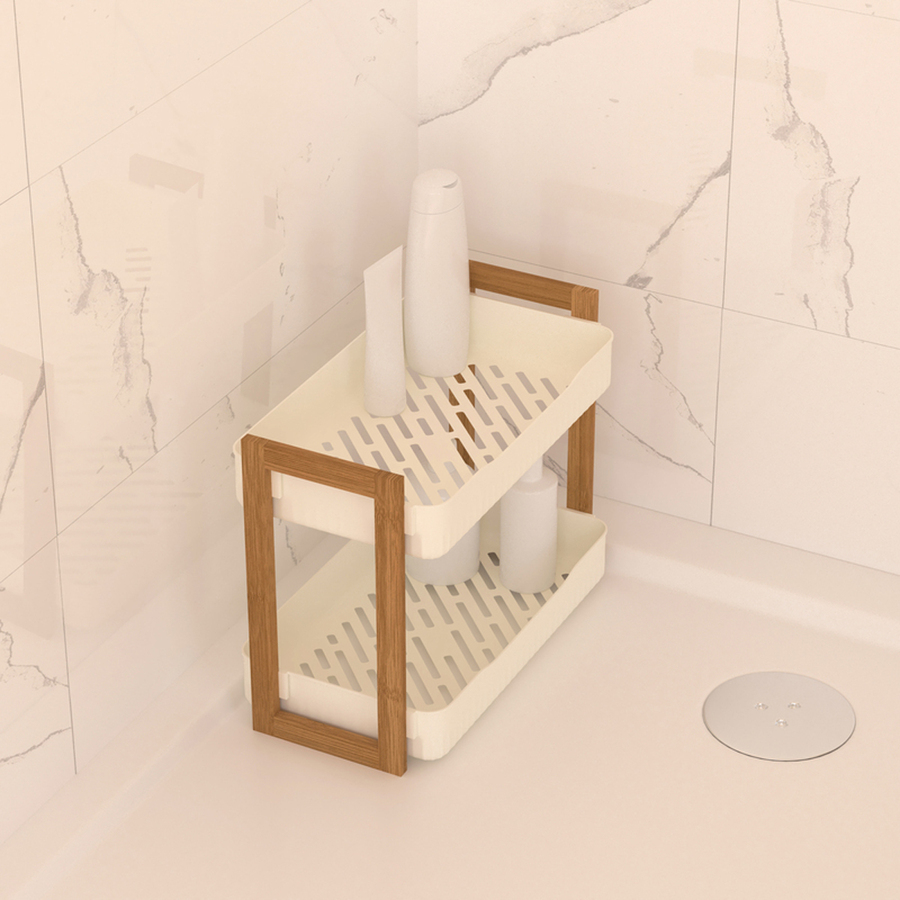 Étagère 2 niveaux, bambou Naturéo