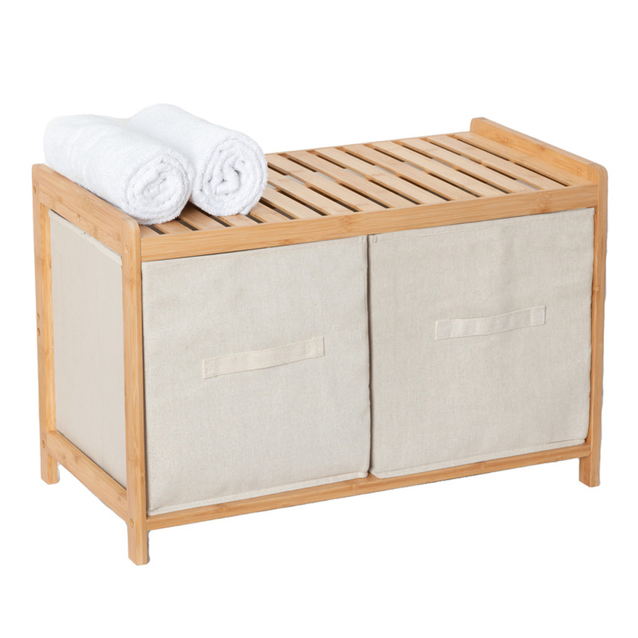 Banc de rangement avec 2 paniers, bambou Tidy box
