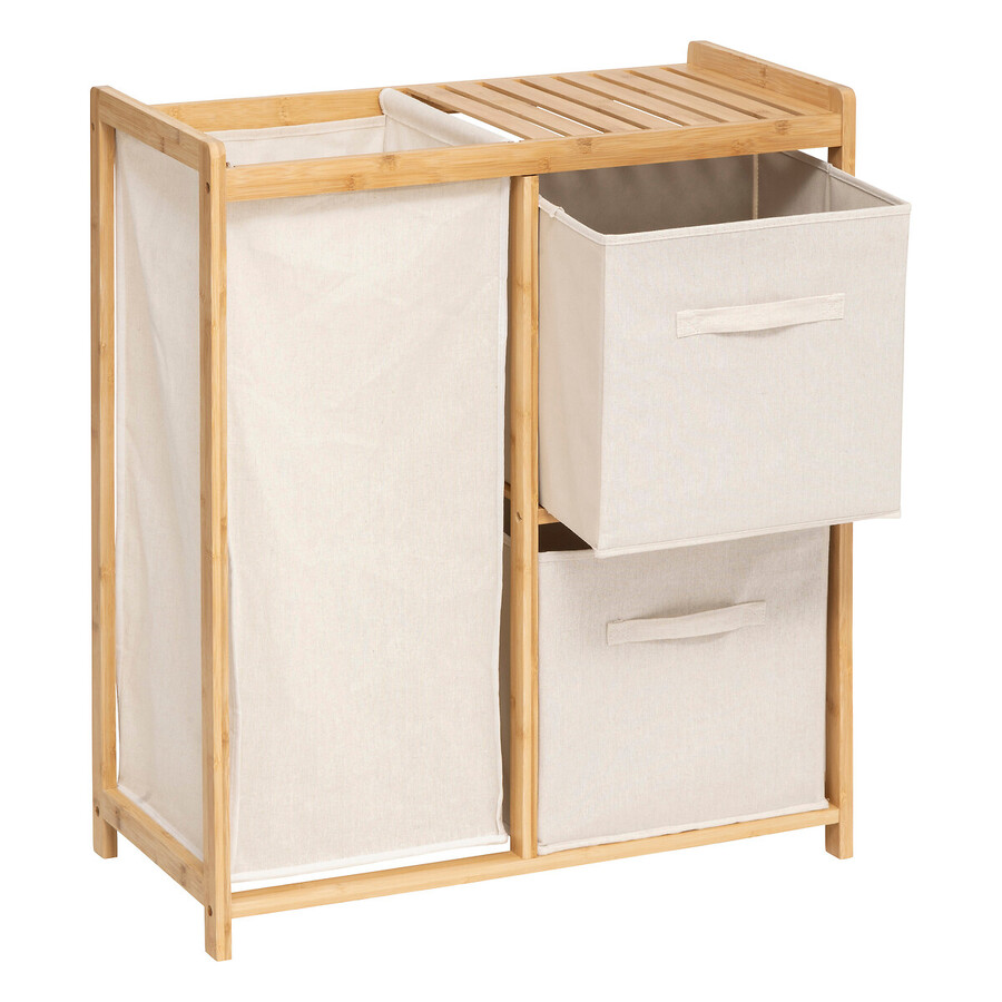 Meuble étagère avec panier et 2 paniers, bambou Tidy box