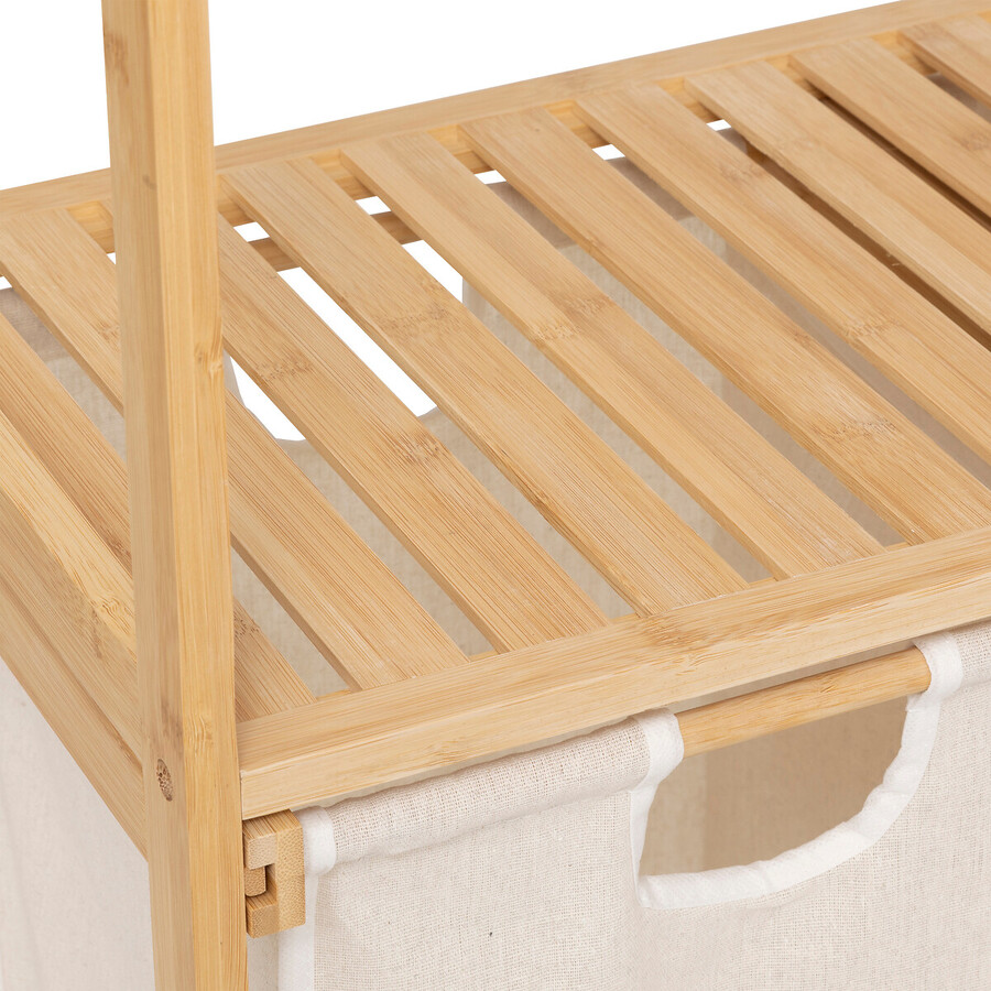 Etagère avec 2 sacs à linge, bambou Tidy box