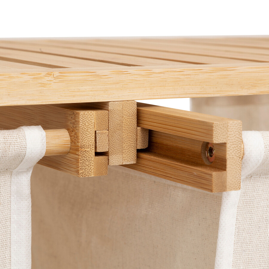 Etagère avec 2 sacs à linge, bambou Tidy box