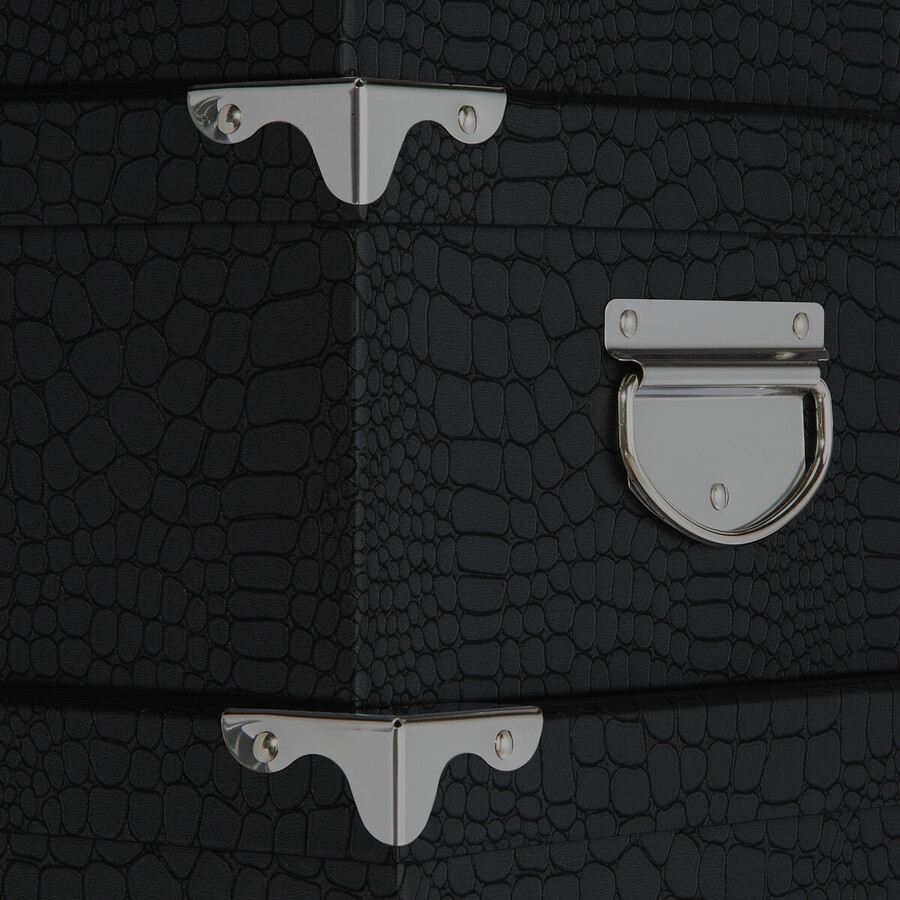 6 boîtes de rangement coin métal, noir Box'