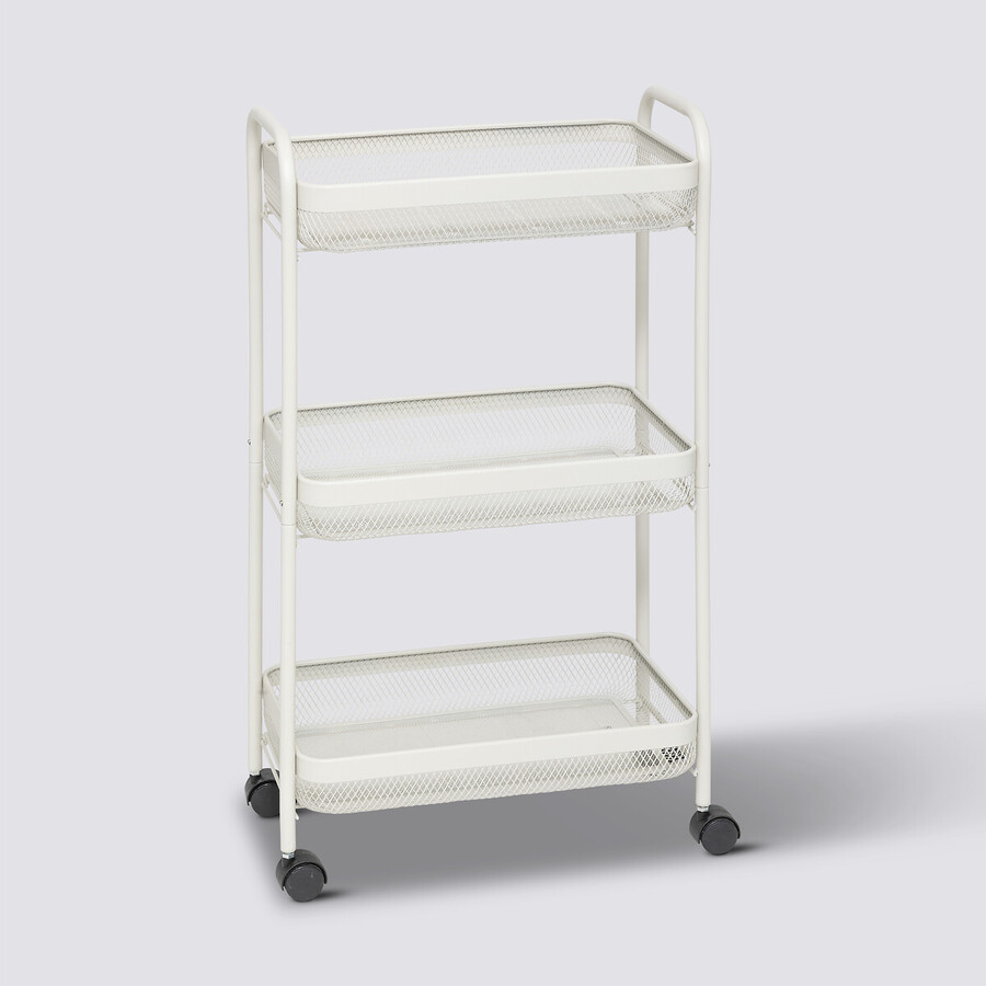 Desserte à roulette 3 niveaux, beige Mayaj