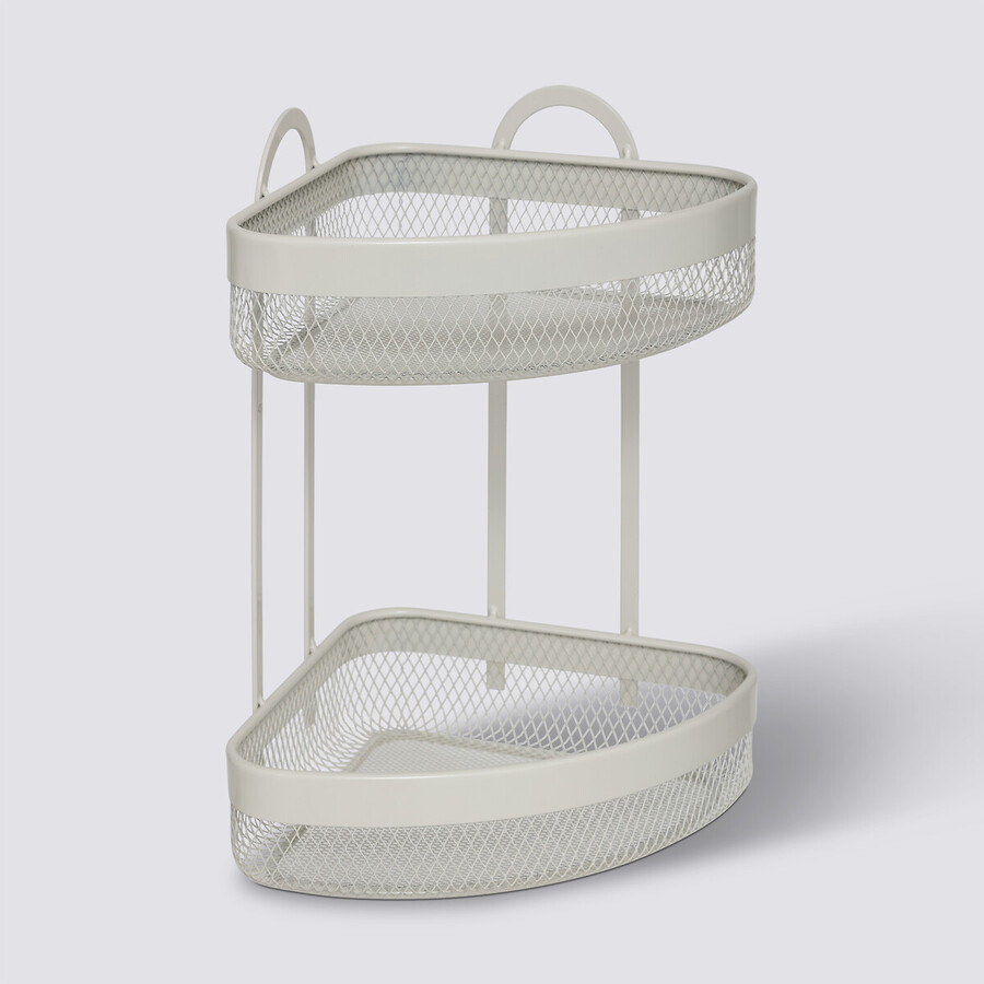 Etagère d'angle 2 niveaux, beige Mayaj