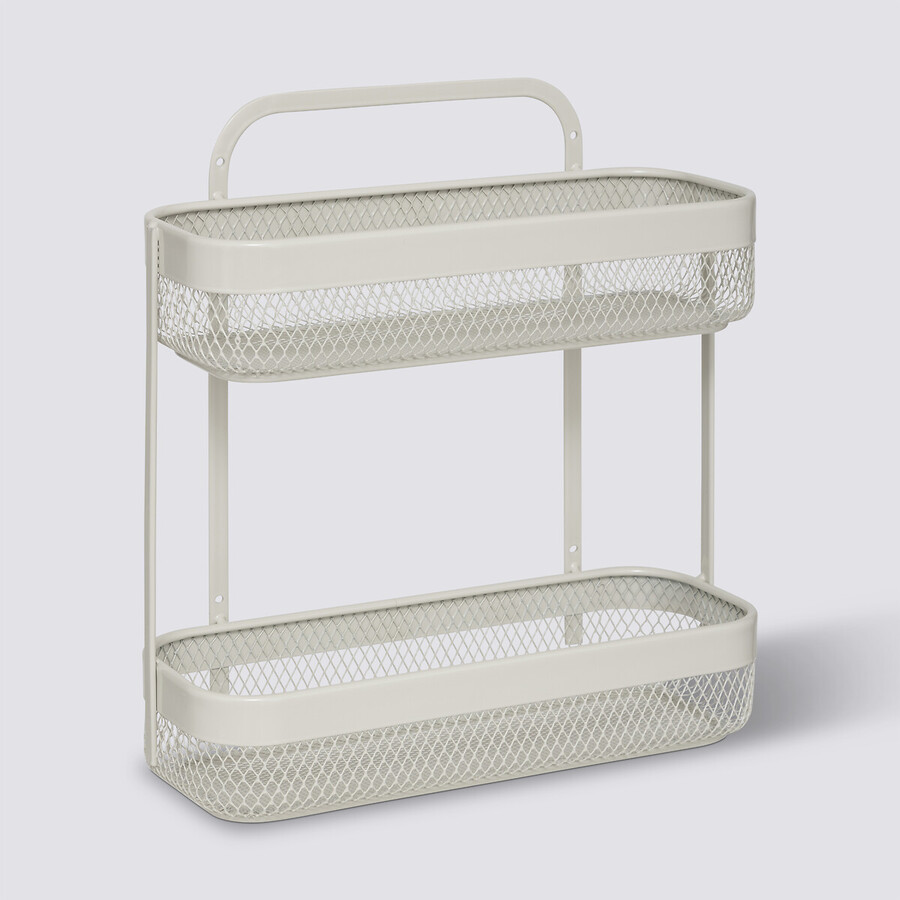Etagère 2 niveaux en métal, beige Mayaj