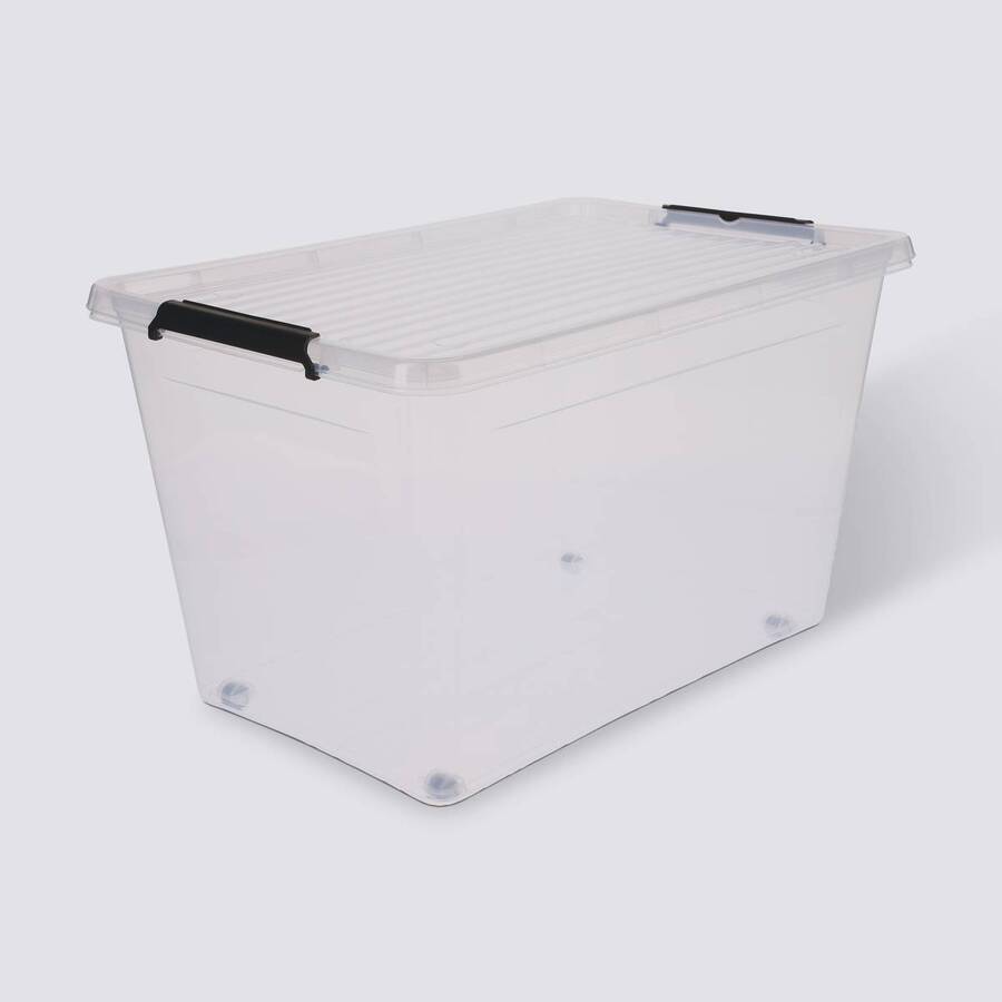 Boite de rangement plastique 60l, transparent Clip n' box