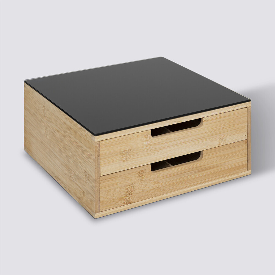Porte-capsules 2 tiroirs, beige Black bamboo