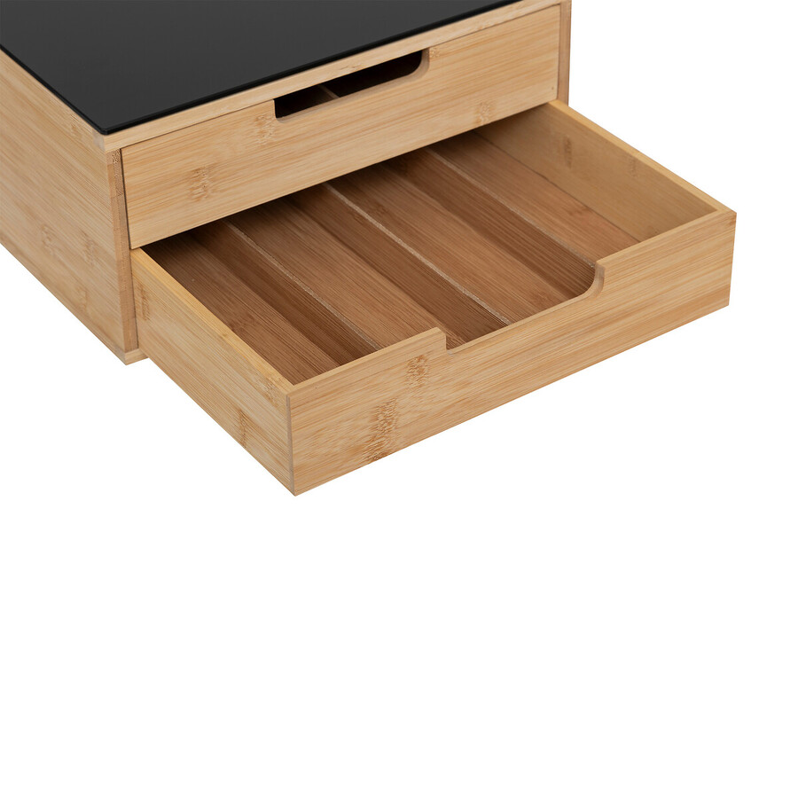 Porte-capsules 2 tiroirs, beige Black bamboo