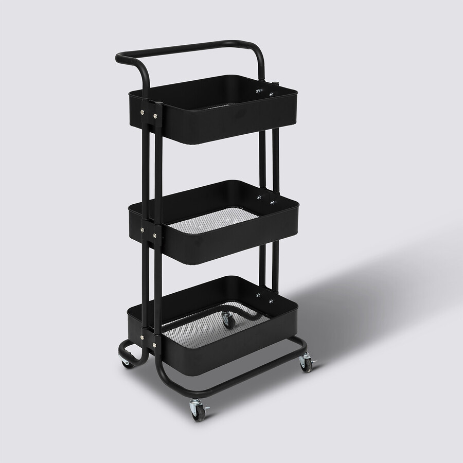 Desserte à roulettes 3 niveaux, noir Black edition