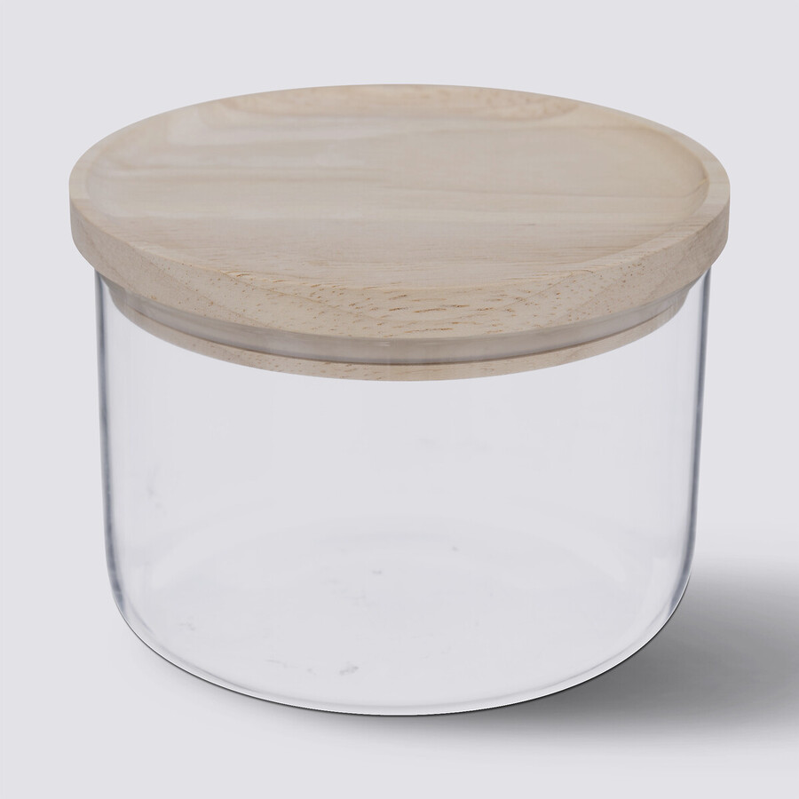 Bocal verre avec couvercle hermétique hévéa, 0,65l Hermet