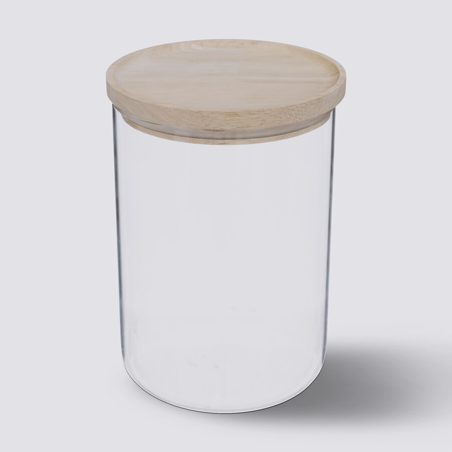 Bocal verre avec couvercle hermétique hévéa, 1,6l Hermet