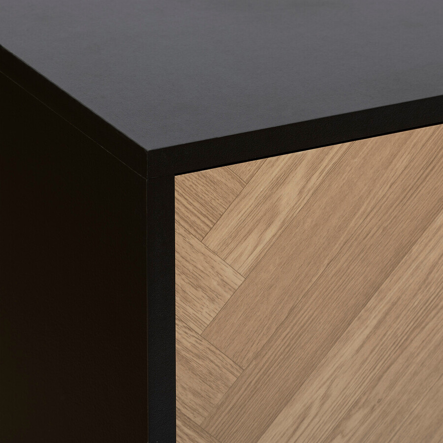 Buffet 2 portes 3 tiroirs, effet pin naturel Chevrons