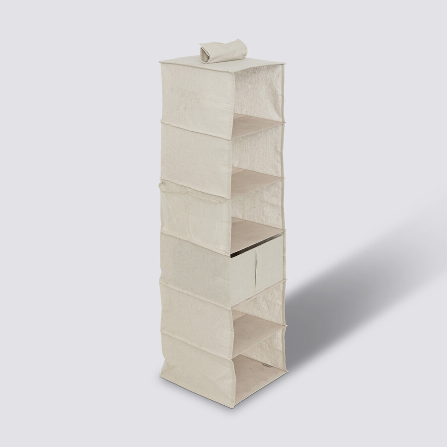 Rangement chaussures 6 cases avec panier, beige Dressy +