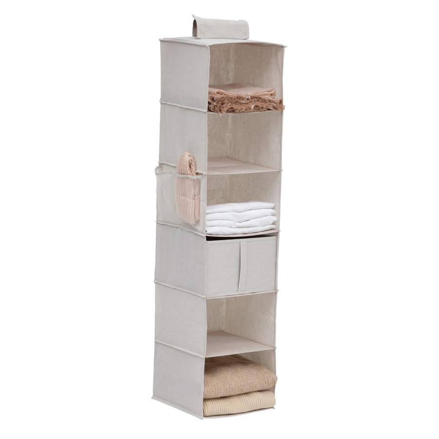 Rangement chaussures 6 cases avec panier, beige Dressy +