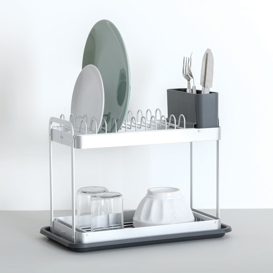 Égouttoir 2 niveaux, gris 