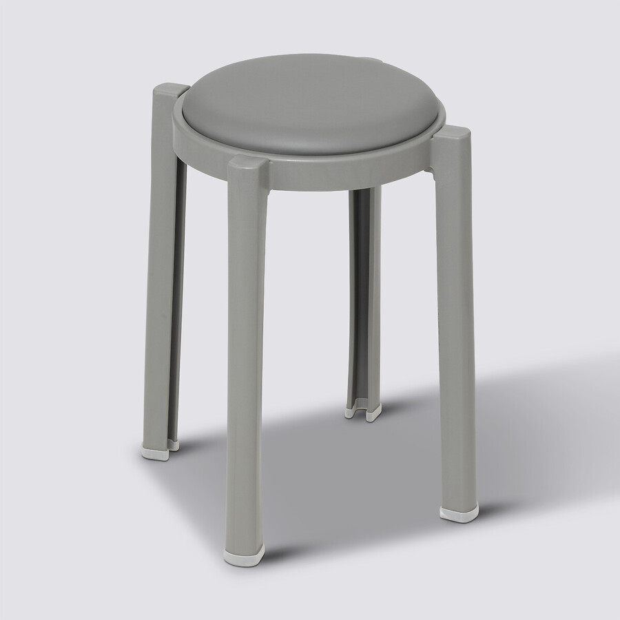 Tabouret empilable plastique, gris Plasta
